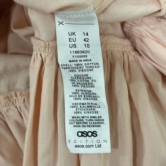 NEW!  ASOS EDITION Embroidered Wrap Mini Dress Tiered Hem ~ Candy Pink ~ 10 - Picture 10 of 10